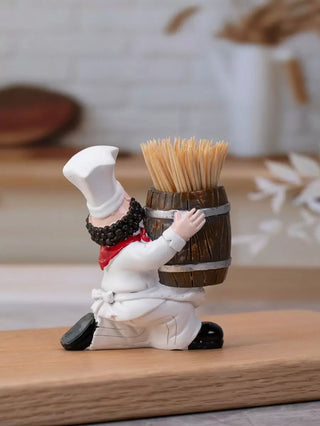 AYNEX Chef Designed Toothpick Holder | White Polyresin Decorative Toothpick Dispenser | Kitchen Table Décor & Dining Accessory