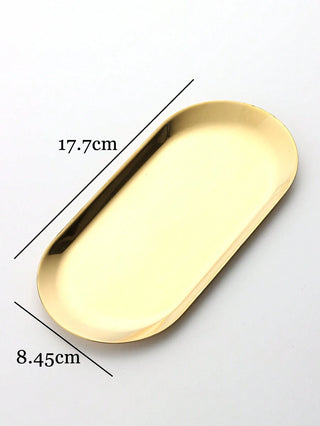 AYNEX Gold Oval Stainless Steel Sterilising Tray | Nail Art & Tattoo Tool Storage | Mirror Polished Desktop Organiser