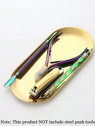 AYNEX Gold Oval Stainless Steel Sterilising Tray | Nail Art & Tattoo Tool Storage | Mirror Polished Desktop Organiser