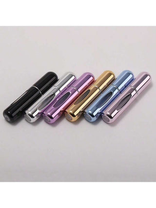 AYNEX 5pcs Mini Travel Perfume Refillable Spray Bottles Set 5ml Pocket Atomiser Gold Silver Black Pink Purple Aluminium