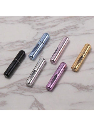 AYNEX 5pcs Mini Travel Perfume Refillable Spray Bottles Set 5ml Pocket Atomiser Gold Silver Black Pink Purple Aluminium