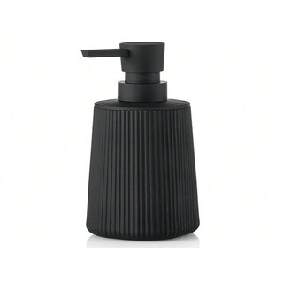 AYNEX Striped Black Soap Dispenser | Modern Round ABS Plastic Pump Bottle | Bathroom Hand Soap & Kitchen Dish Soap | Home Décor