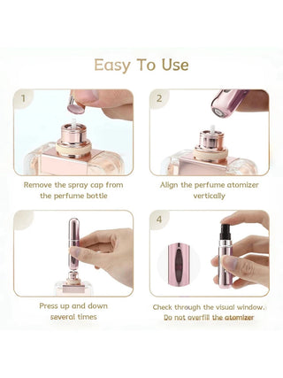 AYNEX 5pcs Mini Travel Perfume Refillable Spray Bottles Set 5ml Pocket Atomiser Gold Silver Black Pink Purple Aluminium