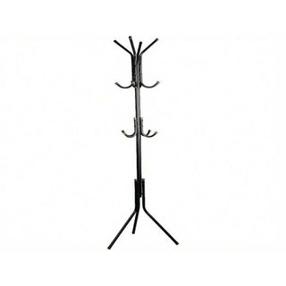 AYNEX 12 Hook Coat Rack Stand 175cm Floor Standing Clothes Hanger Holder Jacket Umbrella Hat Black Iron Bedroom Home Decor