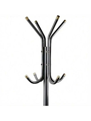 AYNEX 12 Hook Coat Rack Stand 175cm Floor Standing Clothes Hanger Holder Jacket Umbrella Hat Black Iron Bedroom Home Decor
