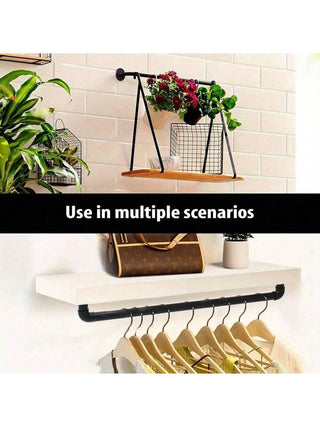 AYNEX 60cm Black Iron Pipe Towel Rail Wall Mounted Industrial Towel Bar Detachable Clothes Rack Garment Hanger Holder For Bathroom Kitchen Bedroom Hallway
