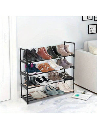 AYNEX 4-Tier Metal Shoe Rack Organiser for 20 Pairs | Stackable Space Saving Shoe Storage Shelf for Home, Bedroom, Hallway 90x30x70cm Durable Rack