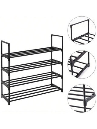 AYNEX 4-Tier Metal Shoe Rack Organiser for 20 Pairs | Stackable Space Saving Shoe Storage Shelf for Home, Bedroom, Hallway 90x30x70cm Durable Rack