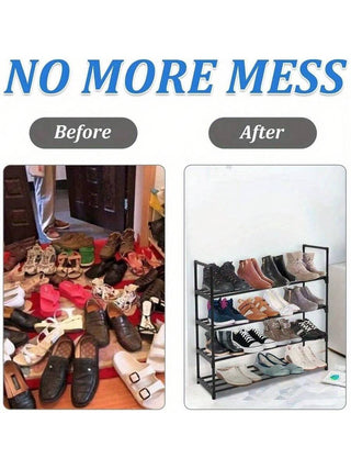 AYNEX 4-Tier Metal Shoe Rack Organiser for 20 Pairs | Stackable Space Saving Shoe Storage Shelf for Home, Bedroom, Hallway 90x30x70cm Durable Rack