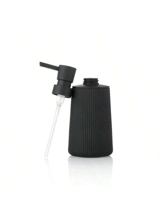 AYNEX Striped Black Soap Dispenser | Modern Round ABS Plastic Pump Bottle | Bathroom Hand Soap & Kitchen Dish Soap | Home Décor
