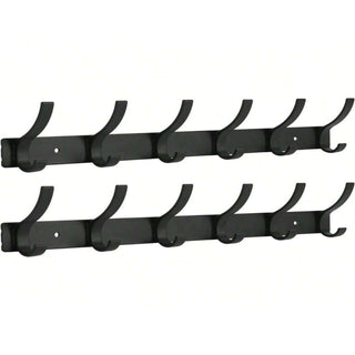 AYNEX Black Wall Mounted Coat Hooks Set Of 2 Heavy Duty 6 Hook Clothes Hanger Rack For Entryway Bedroom Bathroom & Closet Storage