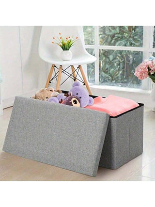 AYNEX Folding Storage Ottoman Bench | Grey 76cm | Padded Seat Footstool & Toy Box | MDF Frame | Hidden Storage | Bedroom, Living Room & Hallway | Multi-Use Storage Bench