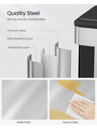 AYNEX Double Kitchen Recycling Bin 2x15L 30L Total Steel Soft Close Lid Wide Sturdy Pedal Waste Separation Removable Inner Buckets Metallic Silver