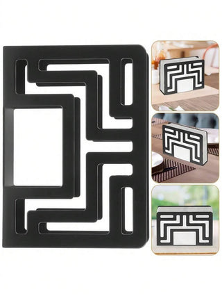 AYNEX Black Stainless Steel Napkin Holder | Decorative Cut-Out Tissue Stand | Kitchen Dining Table Organiser Restaurant Coffee Bar