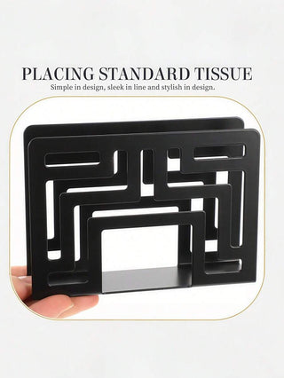 AYNEX Black Stainless Steel Napkin Holder | Decorative Cut-Out Tissue Stand | Kitchen Dining Table Organiser Restaurant Coffee Bar