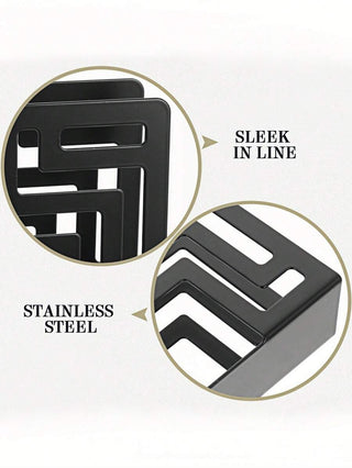 AYNEX Black Stainless Steel Napkin Holder | Decorative Cut-Out Tissue Stand | Kitchen Dining Table Organiser Restaurant Coffee Bar