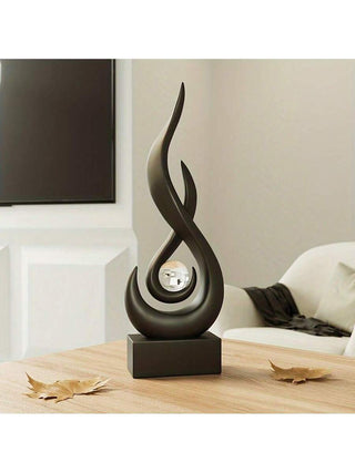 AYNEX Black Abstract Flame Sculpture | Modern Art Resin Statue | Dining Room Living Room Office Tabletop Décor Centrepiece Gift