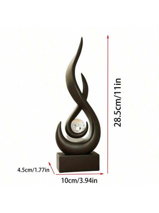 AYNEX Black Abstract Flame Sculpture | Modern Art Resin Statue | Dining Room Living Room Office Tabletop Décor Centrepiece Gift