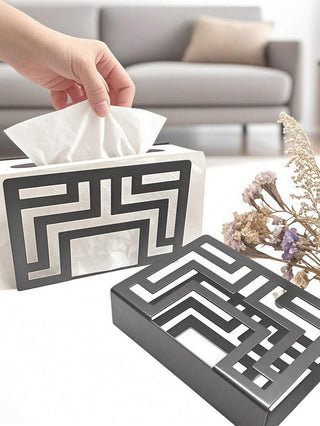 AYNEX Black Stainless Steel Napkin Holder | Decorative Cut-Out Tissue Stand | Kitchen Dining Table Organiser Restaurant Coffee Bar
