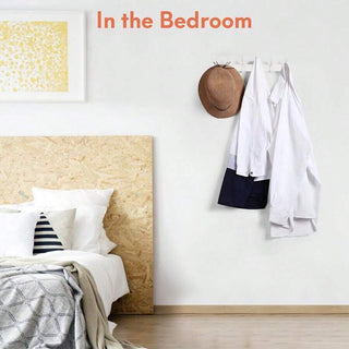 AYNEX | 2pcs Cream White 6-Hook Wall Mounted Coat Rack Punch Free Aluminium Entryway Hallway Heavy Duty Hanging Clothes Hanger Hooks