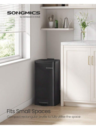 AYNEX 30L Steel Kitchen Pedal Bin | Soft Close & Stays Open | Inner Bucket | Non-Slip Base | Ink Black