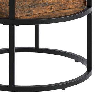 AYNEX Lift Top Coffee Table with Hidden Storage Compartment Round Lift Up Coffee Table for Living Room Rust Brown 60x60x47cm