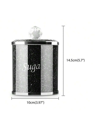 AYNEX 3PCS Diamante Glass Tea Coffee Sugar Jars Crushed Diamond Crystal Canisters Airtight Lid Kitchen Storage Luxury Gift Set