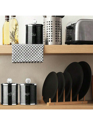 AYNEX 3PCS Diamante Glass Tea Coffee Sugar Jars Crushed Diamond Crystal Canisters Airtight Lid Kitchen Storage Luxury Gift Set