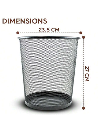 AYNEX Circular Steel Mesh Metal Waste Bin Trash Can 27x23.5cm Lightweight Sturdy Basket For Bathroom Kitchen Home Office Bedroom Dorm Room