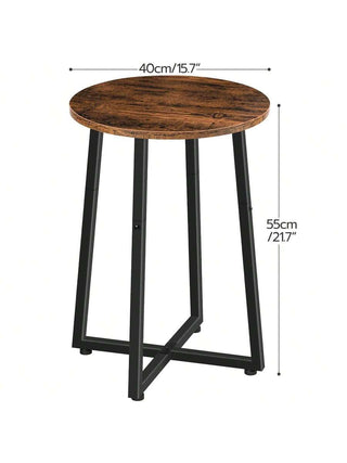 AYNEX Side Table with Metal Frame Small Bedside Table Industrial Coffee Table Rustic Brown 40x40x55cm