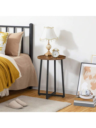 AYNEX Side Table with Metal Frame Small Bedside Table Industrial Coffee Table Rustic Brown 40x40x55cm