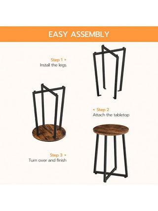 AYNEX Side Table with Metal Frame Small Bedside Table Industrial Coffee Table Rustic Brown 40x40x55cm