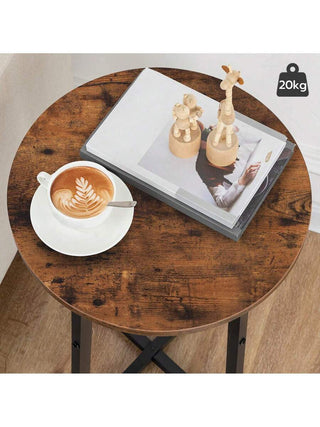 AYNEX Side Table with Metal Frame Small Bedside Table Industrial Coffee Table Rustic Brown 40x40x55cm