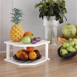 AYNEX Bamboo Corner Shelf Organiser Cabinet Space Saver Kitchen Countertop Plates Bowls Holder Cupboard Storage Rack Natural Wood