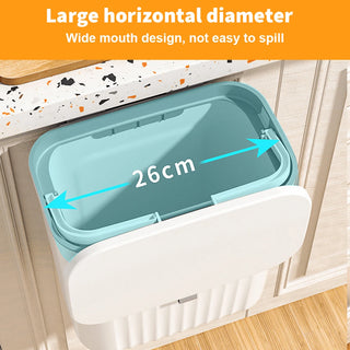 AYNEX 9L Compact Hanging Kitchen Bin With Lid Odour-Resistant Touch-Free Space-Saving Rectangular Open Top Durable Plastic Food Waste Compost White