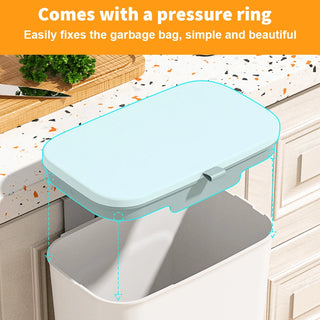 AYNEX 9L Compact Hanging Kitchen Bin With Lid Odour-Resistant Touch-Free Space-Saving Rectangular Open Top Durable Plastic Food Waste Compost White