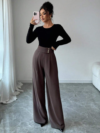 Women’s High-Waisted Tencel Wide Leg Pants | Elegant Casual Trousers – AYNEX Wear