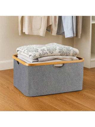 AYNEX Foldable Laundry Basket 40L | Compact Dark Grey Wash Clothes Hamper | Collapsible Storage Basket With Handles | Bedroom, Bathroom & Balcony | Polyester Linen Laundry Bag