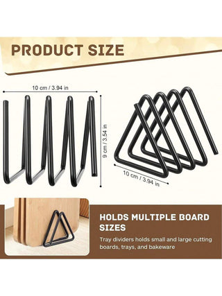 AYNEX Black Iron Chopping Board Holder & Pot Lid Organiser Rack | Countertop & Cabinet Kitchen Storage Stand