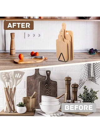 AYNEX Black Iron Chopping Board Holder & Pot Lid Organiser Rack | Countertop & Cabinet Kitchen Storage Stand