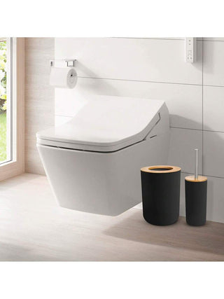AYNEX 6-Piece Modern Bathroom Accessories Set | Soap Dispenser, Soap Dish, Toothbrush Cup, Toilet Brush & Holder, Bin | Black | PP Material | Bathroom Organiser Set