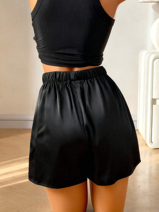 Y2K Satin Lace Mini Shorts for Women | AYNEX WEAR