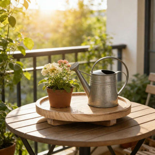 AYNEX Wooden Decorative Tray Round Wooden Tray for Bathroom Kitchen Living Room Soap Holder Candle Display Tray Dining Table & Fruit Tray