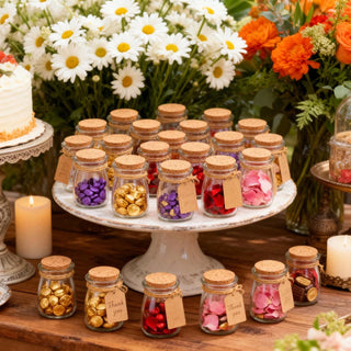 AYNEX 40 Small Glass Jars with Cork Stoppers 200ml | Wedding Favour Jars, Spice, Candy & Craft Storage