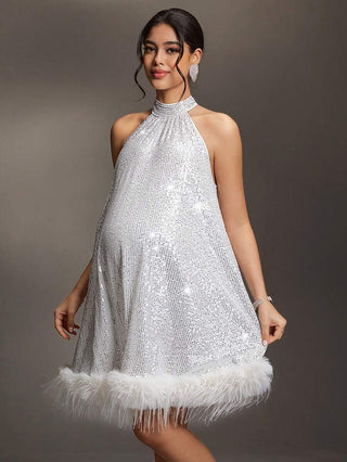 Maternity Sequin Photoshoot Dress – Elegant Pregnancy Gown AYNEX WEAR
