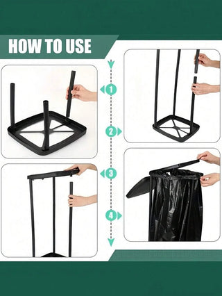AYNEX Foldable Plastic Trash Can Adjustable Height Portable Bin Holder Rectangular Kitchen Outdoor Garbage Expandable Bag Rack