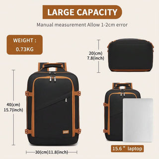 AYNEX 40x30x20 Ryanair Approved Cabin Backpack 24L | Water Repellent Travel Bag | Laptop Backpack 15.6" Clamshell Organiser | Black