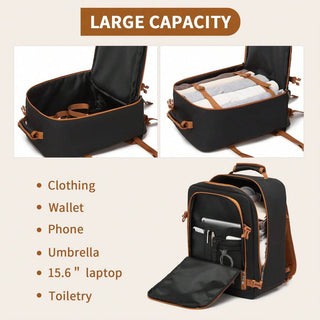 AYNEX 40x30x20 Ryanair Approved Cabin Backpack 24L | Water Repellent Travel Bag | Laptop Backpack 15.6" Clamshell Organiser | Black