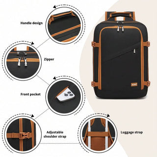 AYNEX 40x30x20 Ryanair Approved Cabin Backpack 24L | Water Repellent Travel Bag | Laptop Backpack 15.6" Clamshell Organiser | Black