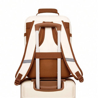 AYNEX 40x30x20cm Ryanair Approved Cabin Backpack 24L | Water Repellent Travel Bag | Laptop Backpack 15.6" Clamshell Organiser | Beige